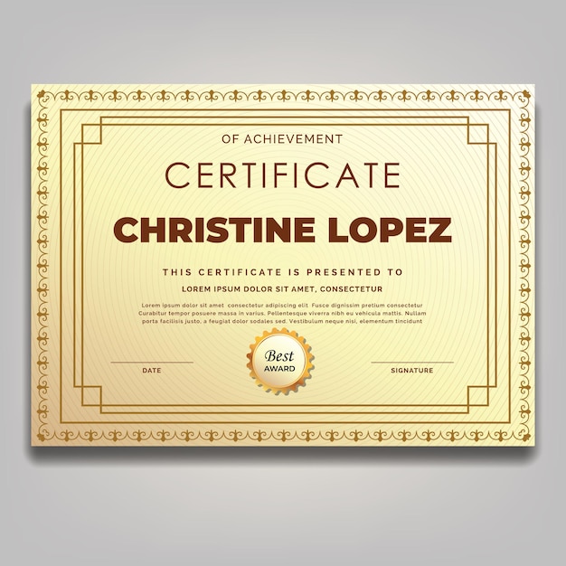 classical vintage ornament frame certificate template