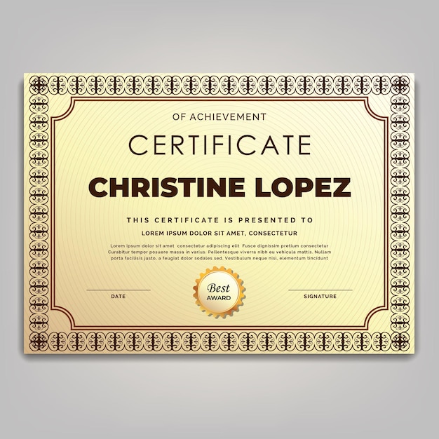 classical vintage ornament frame certificate template