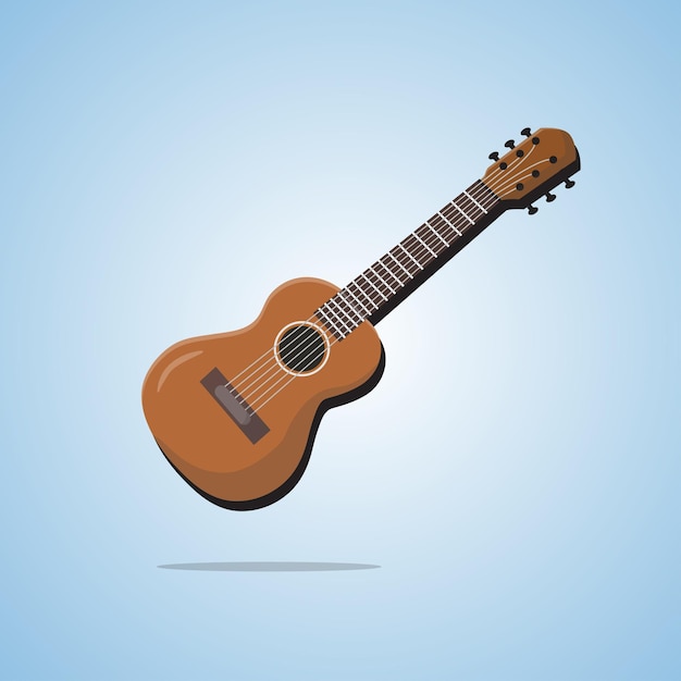 Classical wooden guitar string flat vector illustration