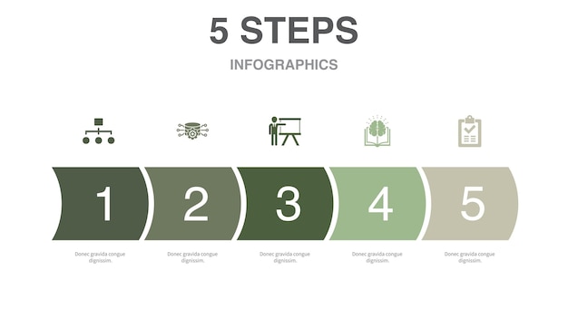 Classification Data processing training knowledge result icons Infographic design template Creative concept with 5 steps