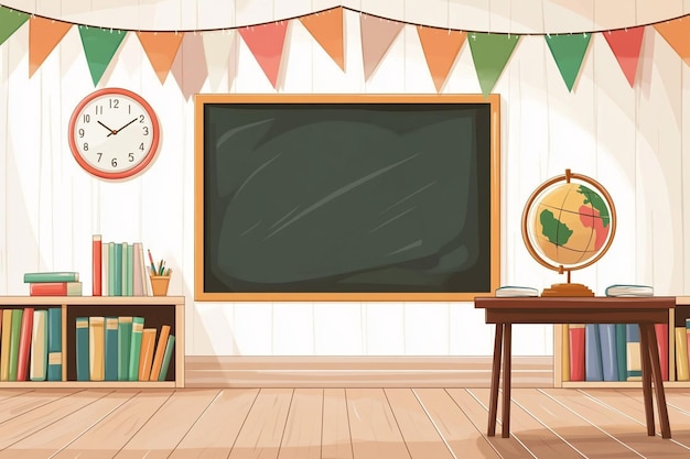 Vector classroom background cartoon style image