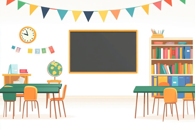 Vector classroom background with blackboard cartoon style