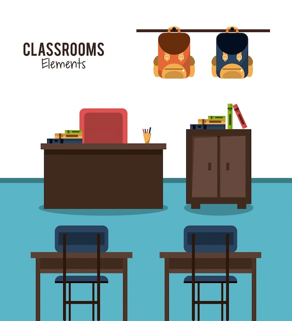 Vector classroom elements design