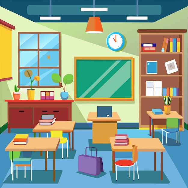 Vector classroom interior clipart cartoon style vector illustration