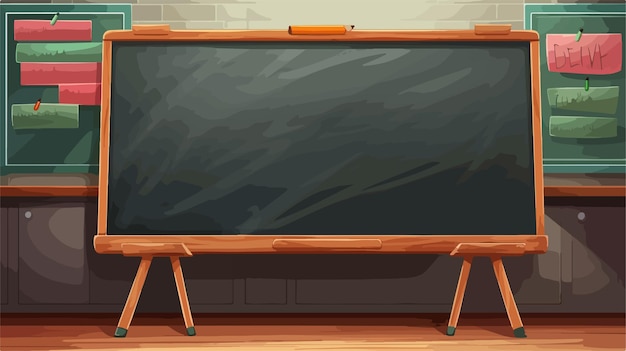 Vector classroom scene with blackboard in a room illustration