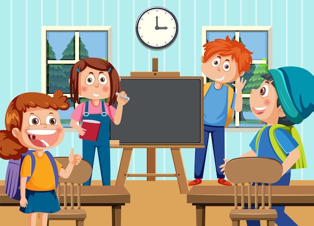 Classroom scene with student kids