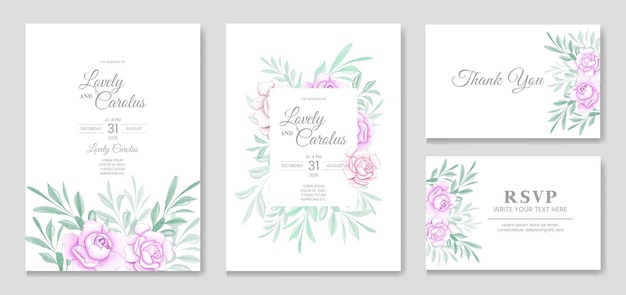 Classy Wedding Invitations card with beautiful watercolor flower