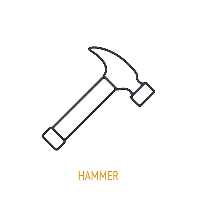 Claw hammer outline icon Hand work tools and instrument Vector illustration