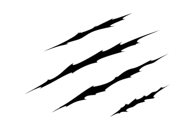 Claw scratches of wild animal Cat scratches marks isolated in white background Vector illustration