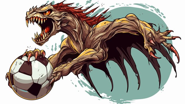 Vector claw with talons holding soccer football ball