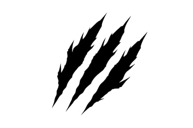 Vector claws scratches animal monster mark design element tattoo and decor for halloween black vector