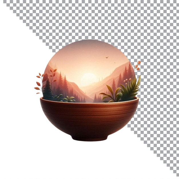 Vector clay bowl on transparent background