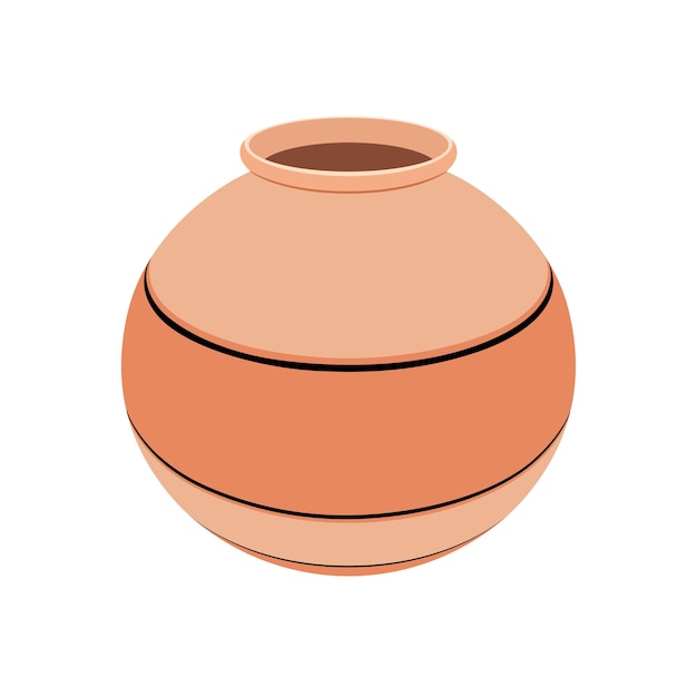 Clay pot vector illustration isolated on white background water pot