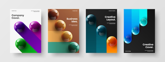 Clean 3D spheres catalog cover illustration composition