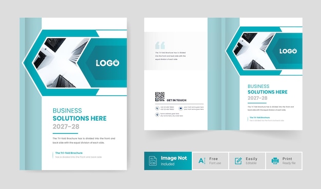 clean bi fold brochure cover page design template colorful abstract modern creative layout theme