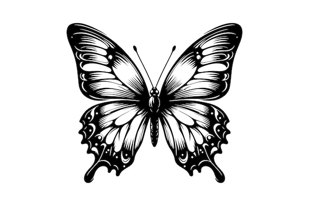 Vector a clean black outline of a butterfly