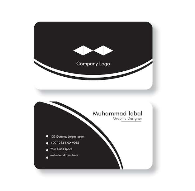 Clean black and white style modern business card template