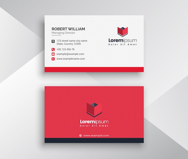 Clean Business Card With Red & With Color Accent