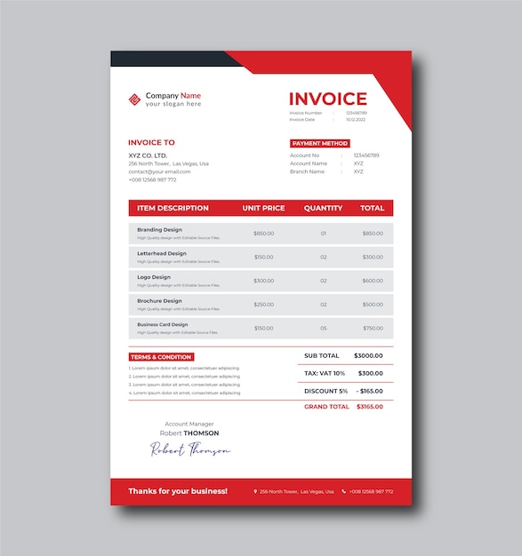 Clean Business Invoice Template 