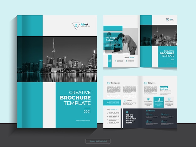 Clean corporate bi fold business brochure design template