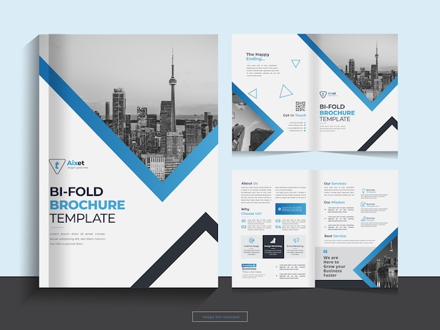 Clean corporate bi fold business brochure design template