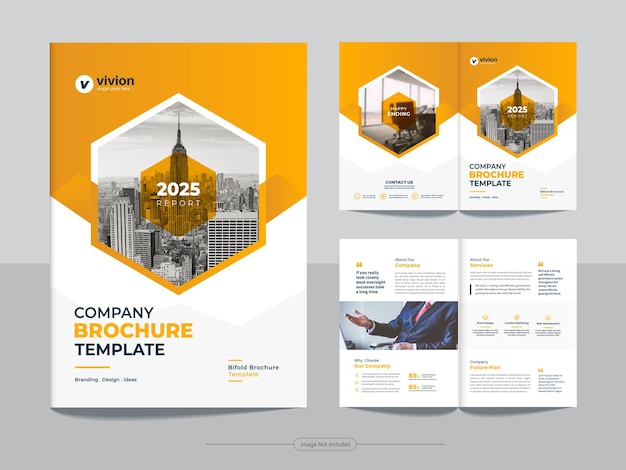 Clean corporate bi fold business brochure design template