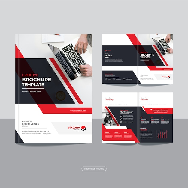 Clean corporate bi fold business brochure design template