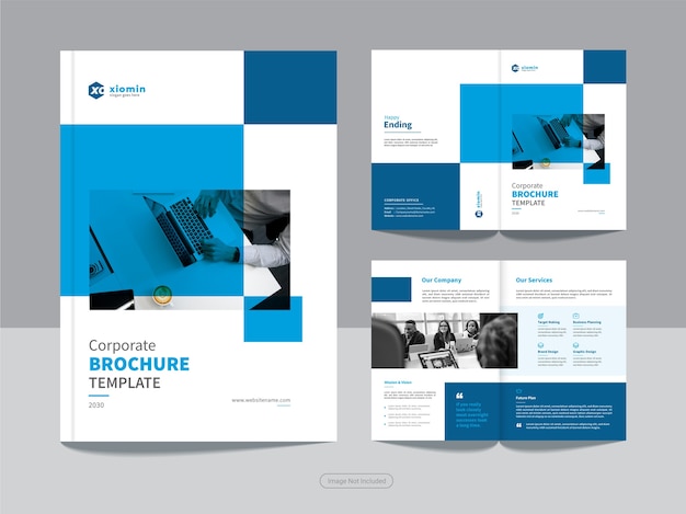 Clean corporate bi fold business brochure design template