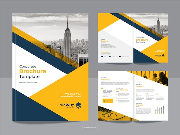 Clean corporate bi fold business brochure design template