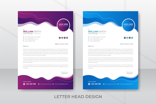 Clean and corporate business letterhead design template