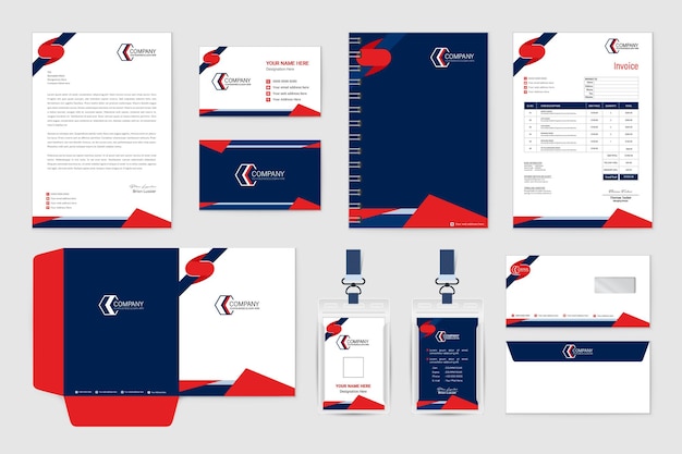 Clean Corporate business stationary design red and blue color stationary