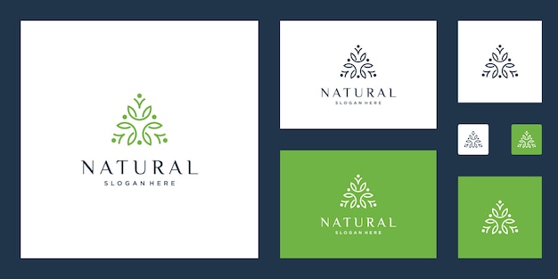 Clean and elegant abstract flowers inspiring beauty, yoga and spa design logos.