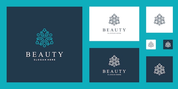 Clean and elegant abstract flowers inspiring beauty, yoga and spa design logos.