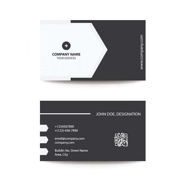 Clean Elegant Black and White Business Card