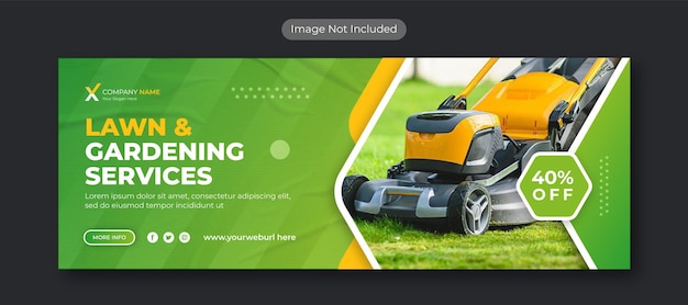 Clean elegant lawn garden care service horizontal banner and web banner template