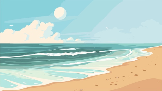 Vector clean empty sand beach vector illustration