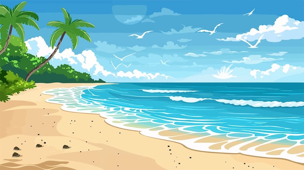 Clean Empty Sand Beach Vector Illustration