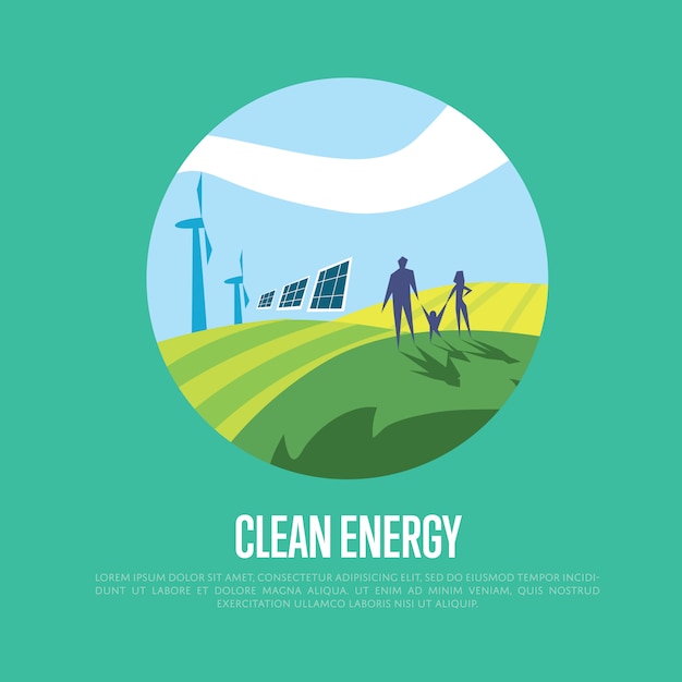 Clean energy. Sun and wind power generation