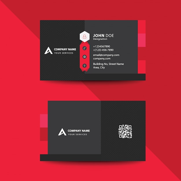 Clean Flat Premium Red Fold Style Corporate Business Visiting Card