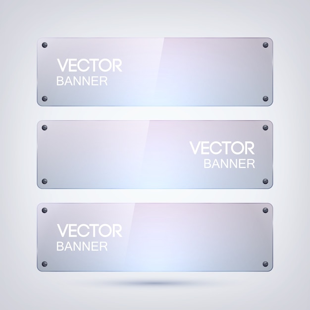 Vector clean glass frame, rectangular shape, horizontal banners