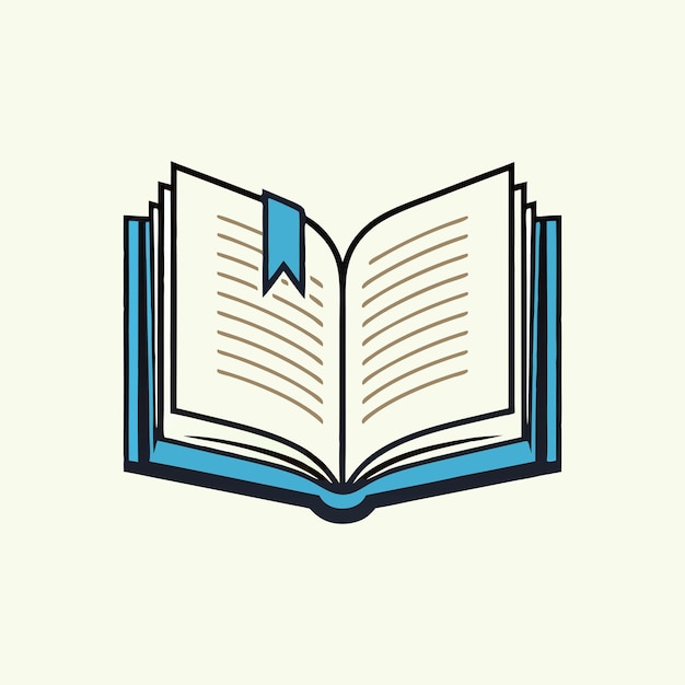 Clean Line Art Illustration of an Open Book with Flat Pages