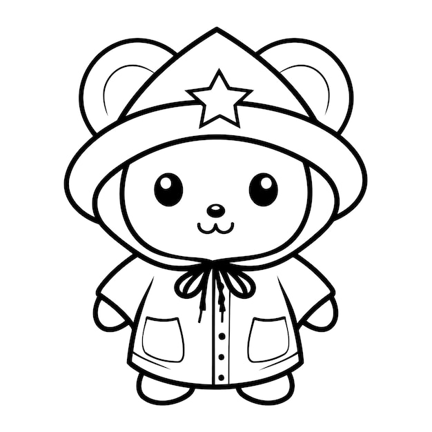 Clean line bear icon for coloring