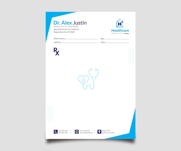 clean medical healthcare prescription template for empty doctor letterhead pad vector