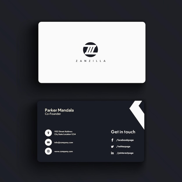 Clean Minimal Blue Business Card Template premium vector