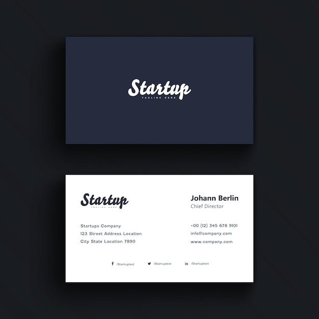 Clean Minimal Blue Business Card Template premium vector