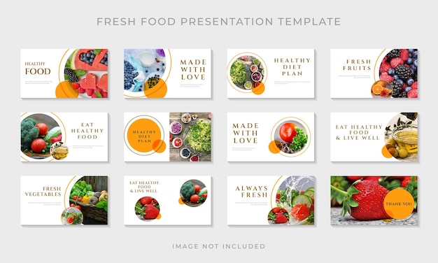 Clean and minimal Fresh Food business presentation templates premium vector illustration