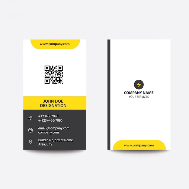 Clean Minimal Yellow and Black Business Card