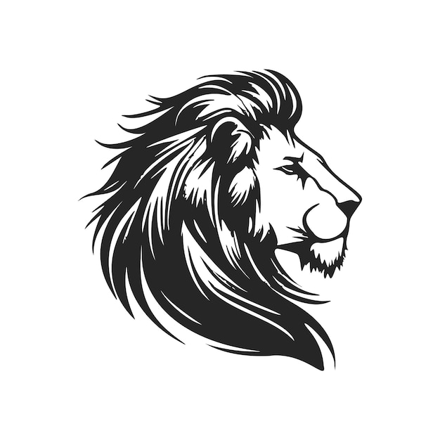 Clean and modern black and white lion vector logo