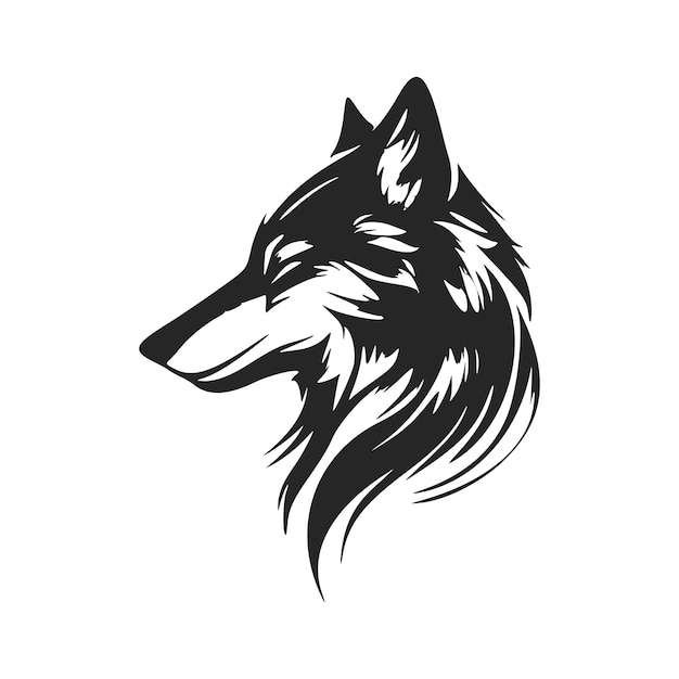 Clean and modern black and white wolf head vector logo