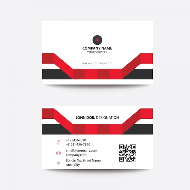 Clean Modern Flat Red Corporate Business Card